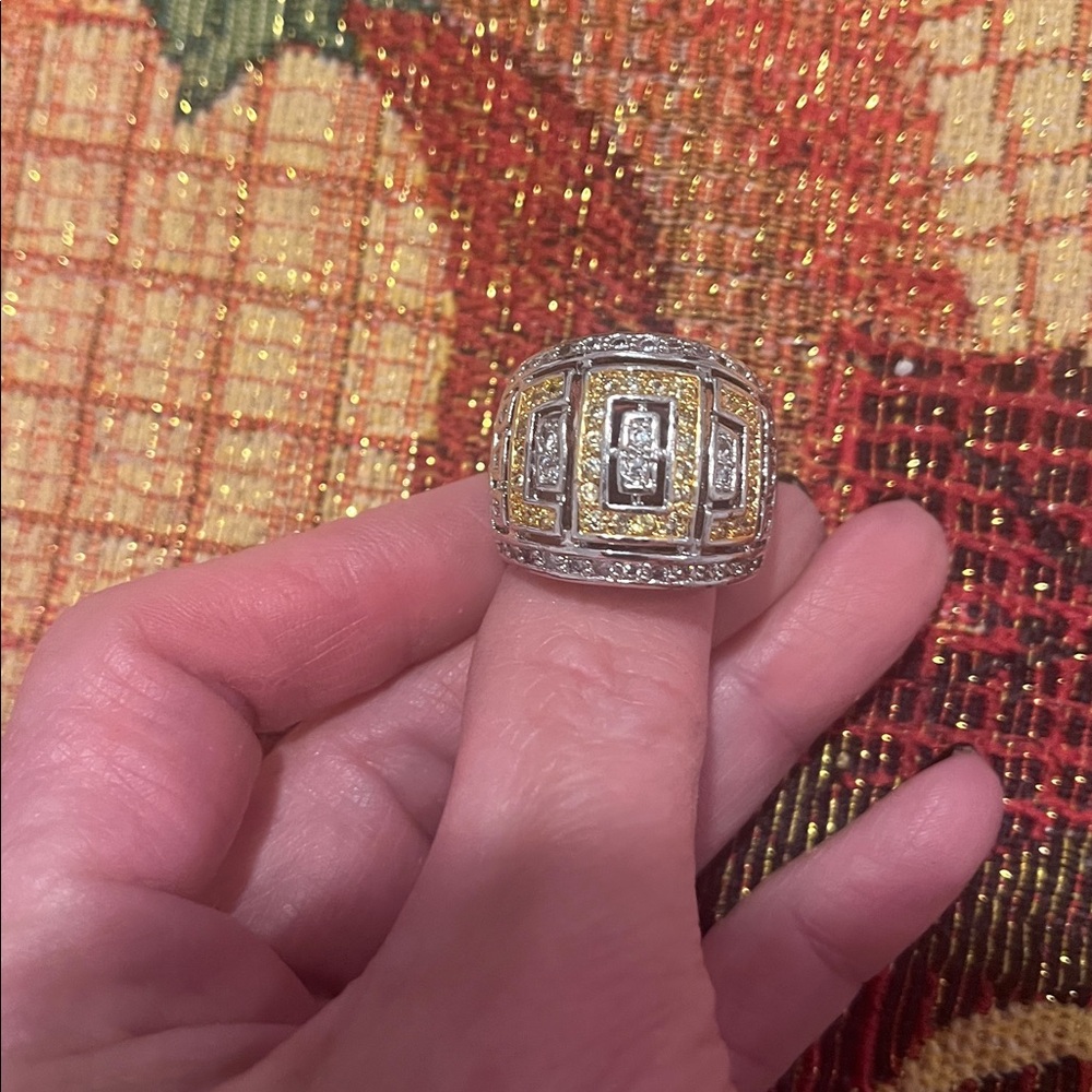 Gold and Silver Geometric Ring